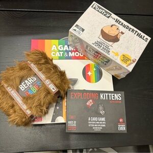 Creators of Exploding Kittens Game Bundle Two New and Two EUC Fun Party Games 4